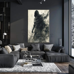 Dusk Covenant: Enigmatic Hooded Figure Art Poster PosterGoat