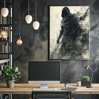Dusk Covenant: Enigmatic Hooded Figure Art Poster PosterGoat