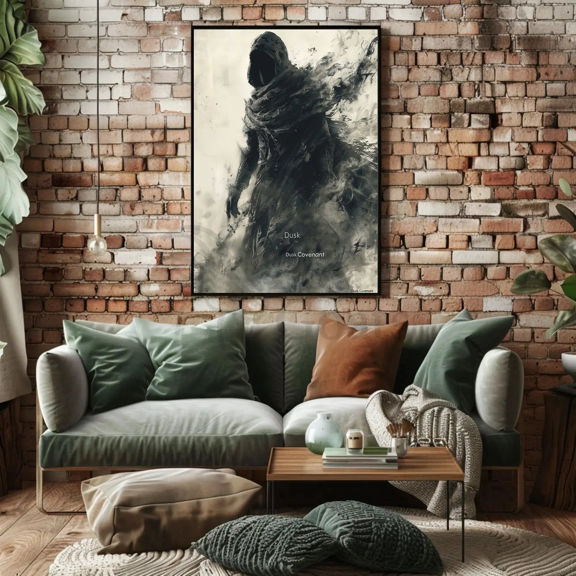 Dusk Covenant: Enigmatic Hooded Figure Art Poster PosterGoat