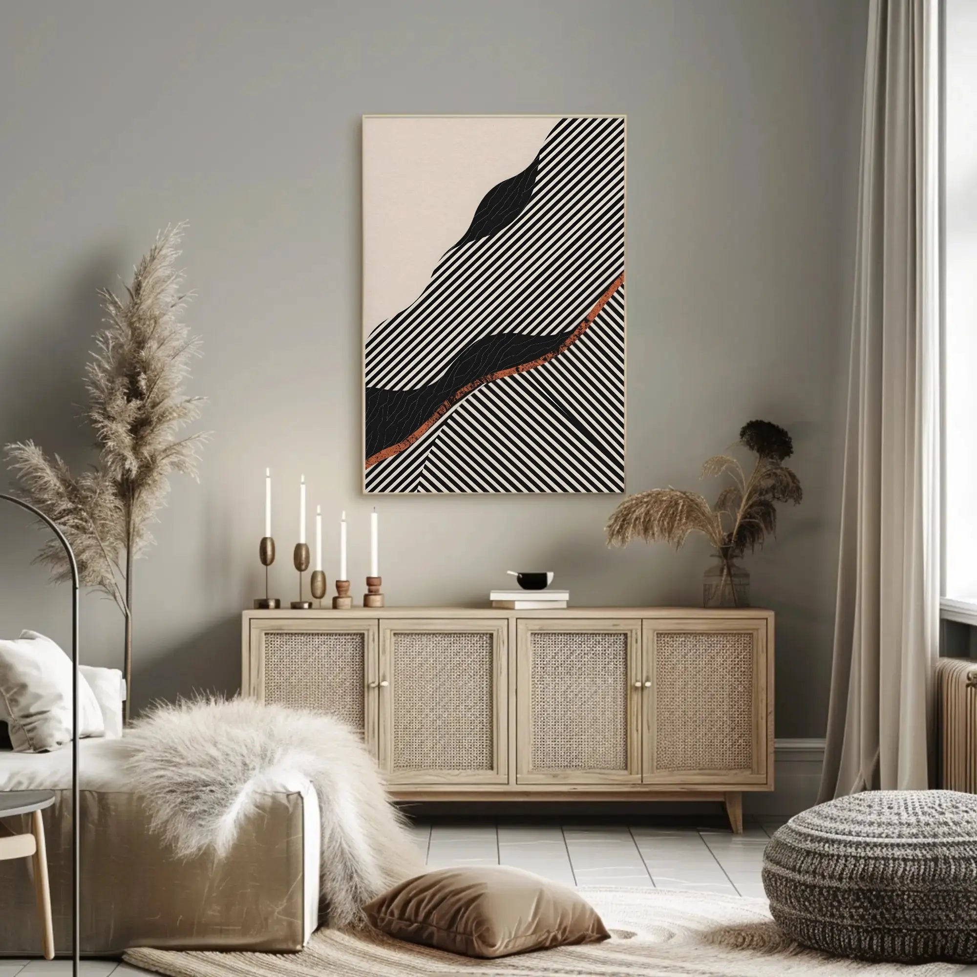 Dynamic Abstract Stripes and Shapes Abstract, Artistic Poster PosterGoat