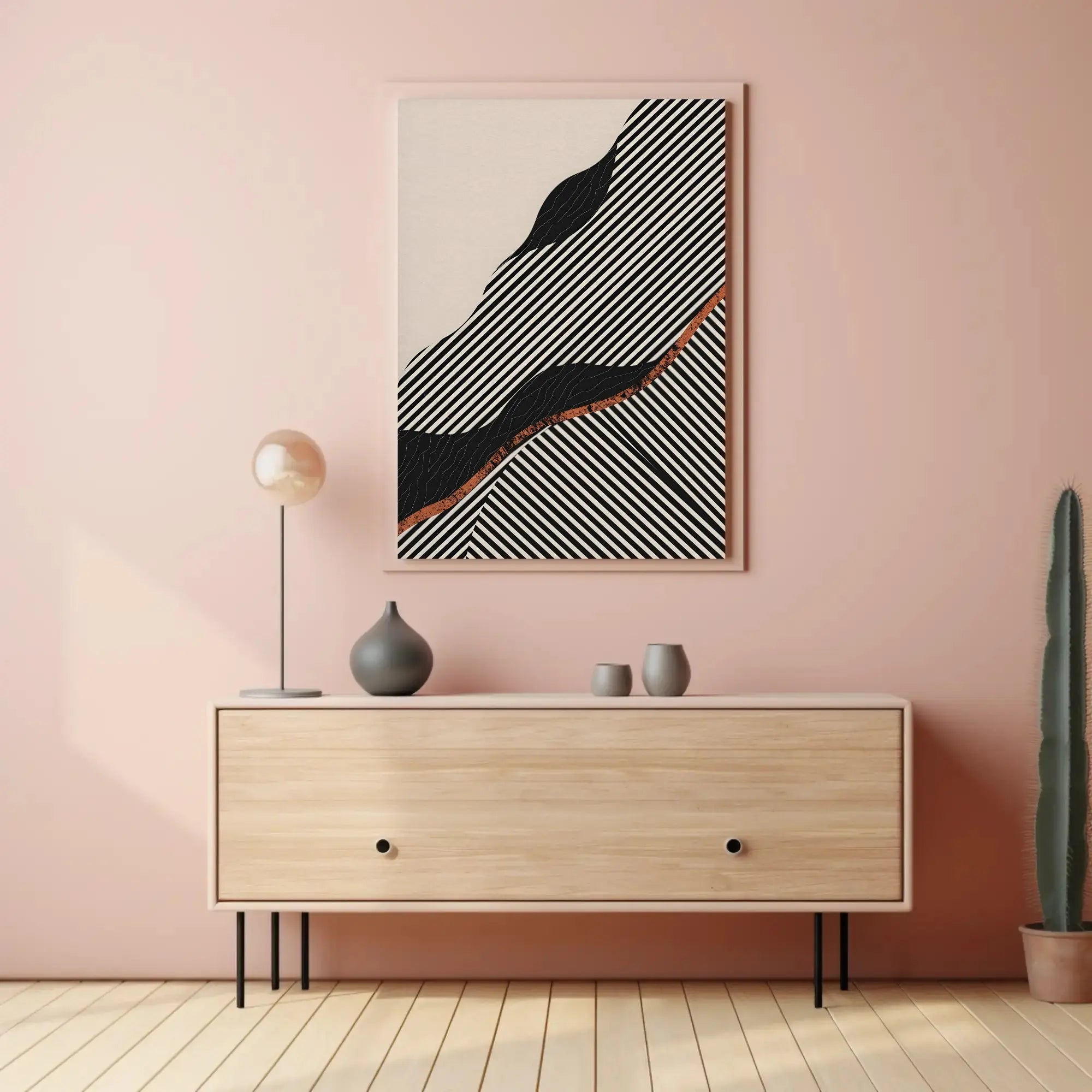 Dynamic Abstract Stripes and Shapes Abstract, Artistic Poster PosterGoat