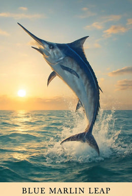 Dynamic Blue Marlin Ocean Leap Animal Poster PosterGoat