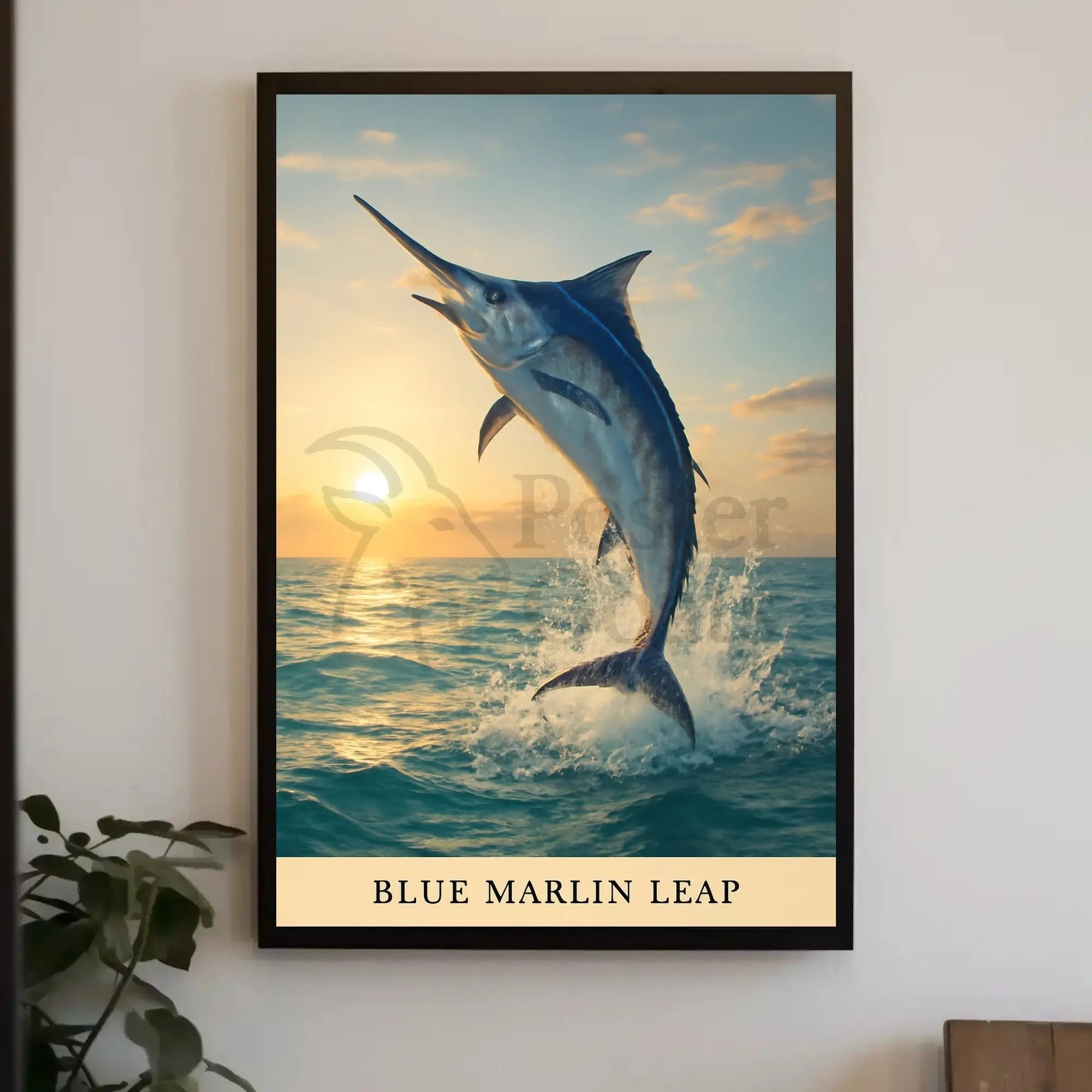 Dynamic Blue Marlin Ocean Leap Animal Poster PosterGoat