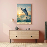 Dynamic Blue Marlin Ocean Leap Animal Poster PosterGoat