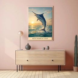 Dynamic Blue Marlin Ocean Leap Animal Poster PosterGoat