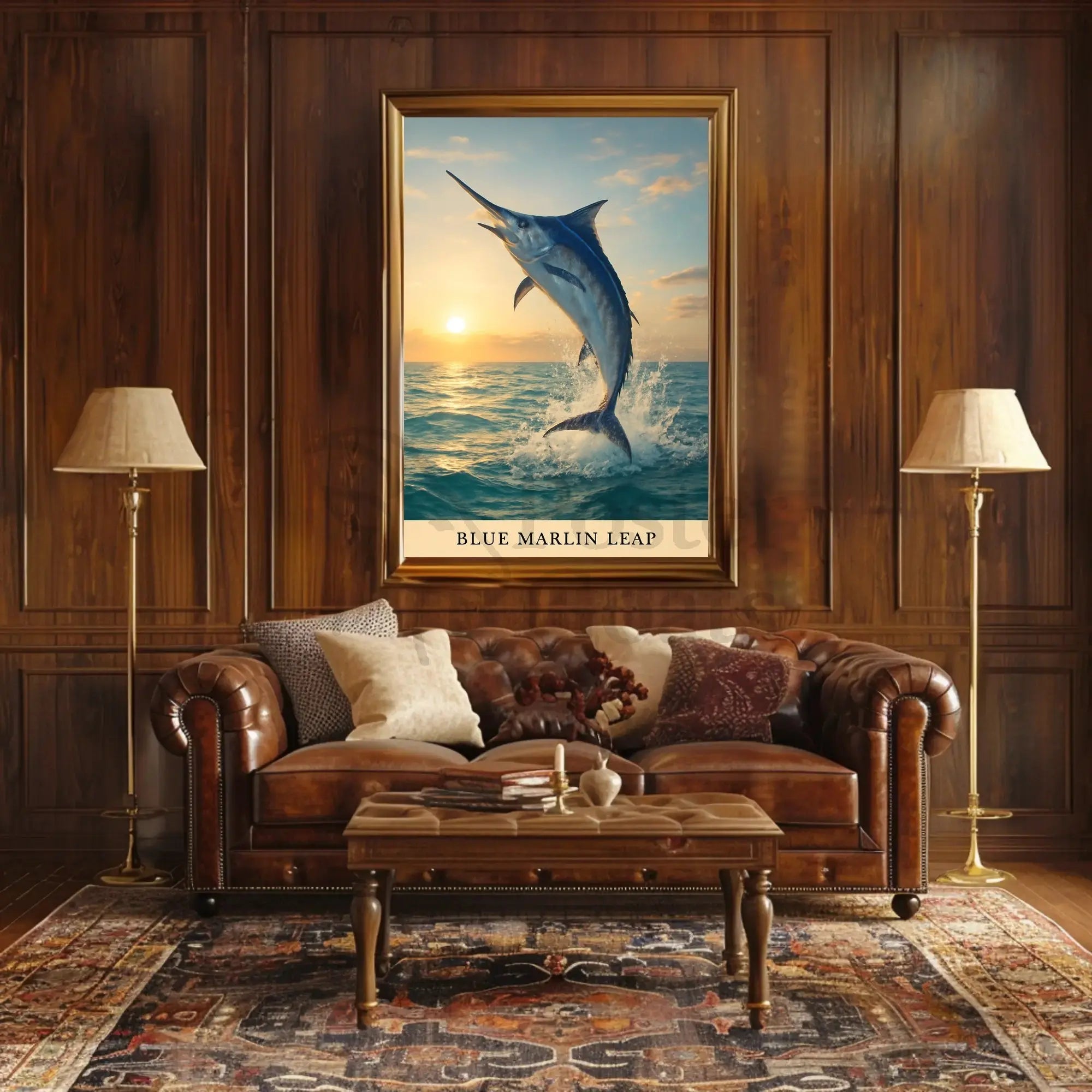 Dynamic Blue Marlin Ocean Leap Animal Poster PosterGoat
