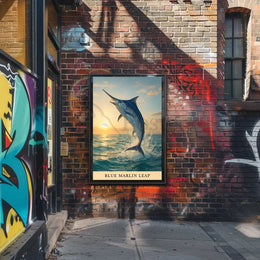 Dynamic Blue Marlin Ocean Leap Animal Poster PosterGoat