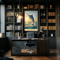 Dynamic Blue Marlin Ocean Leap Animal Poster PosterGoat