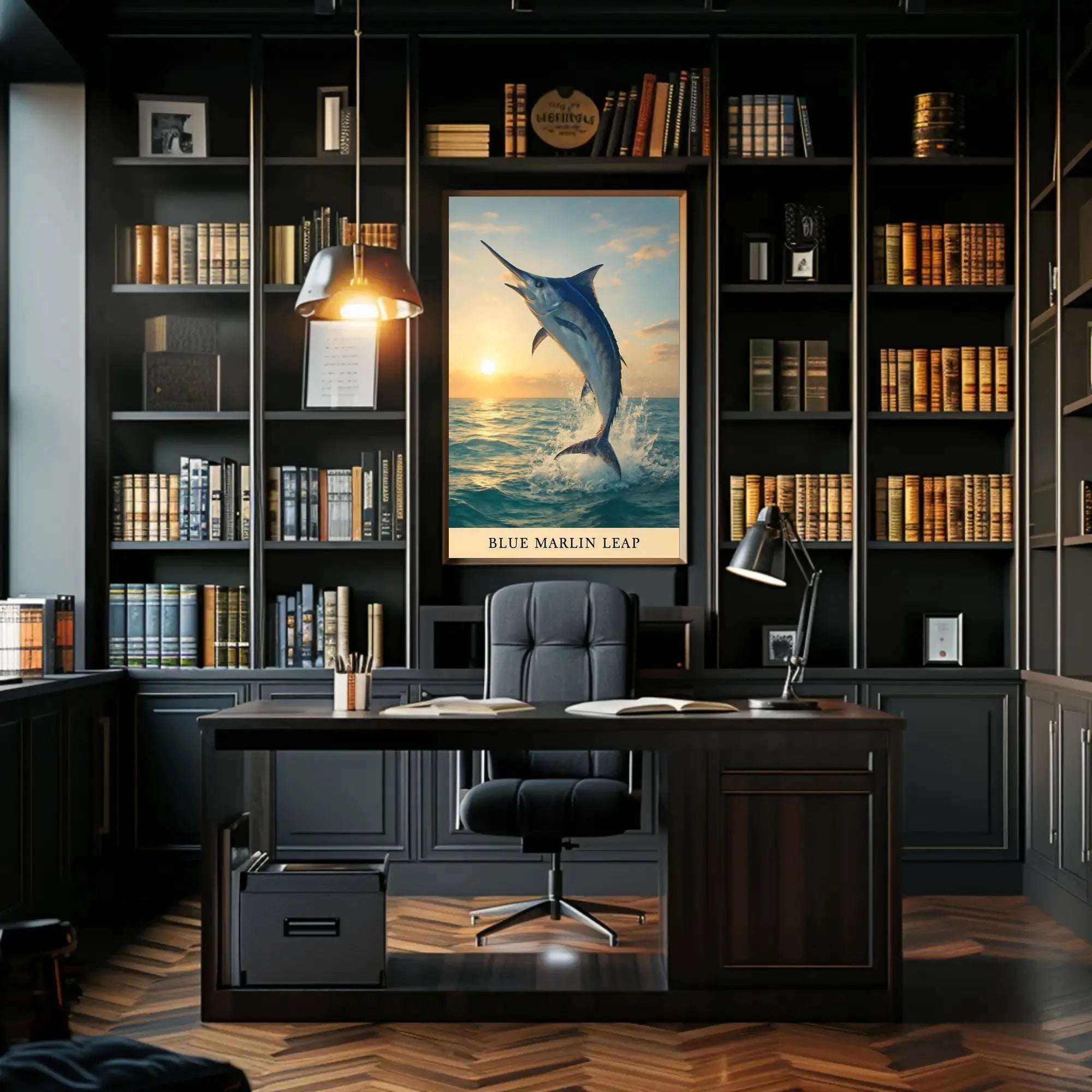 Dynamic Blue Marlin Ocean Leap Animal Poster PosterGoat