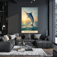 Dynamic Blue Marlin Ocean Leap Animal Poster PosterGoat