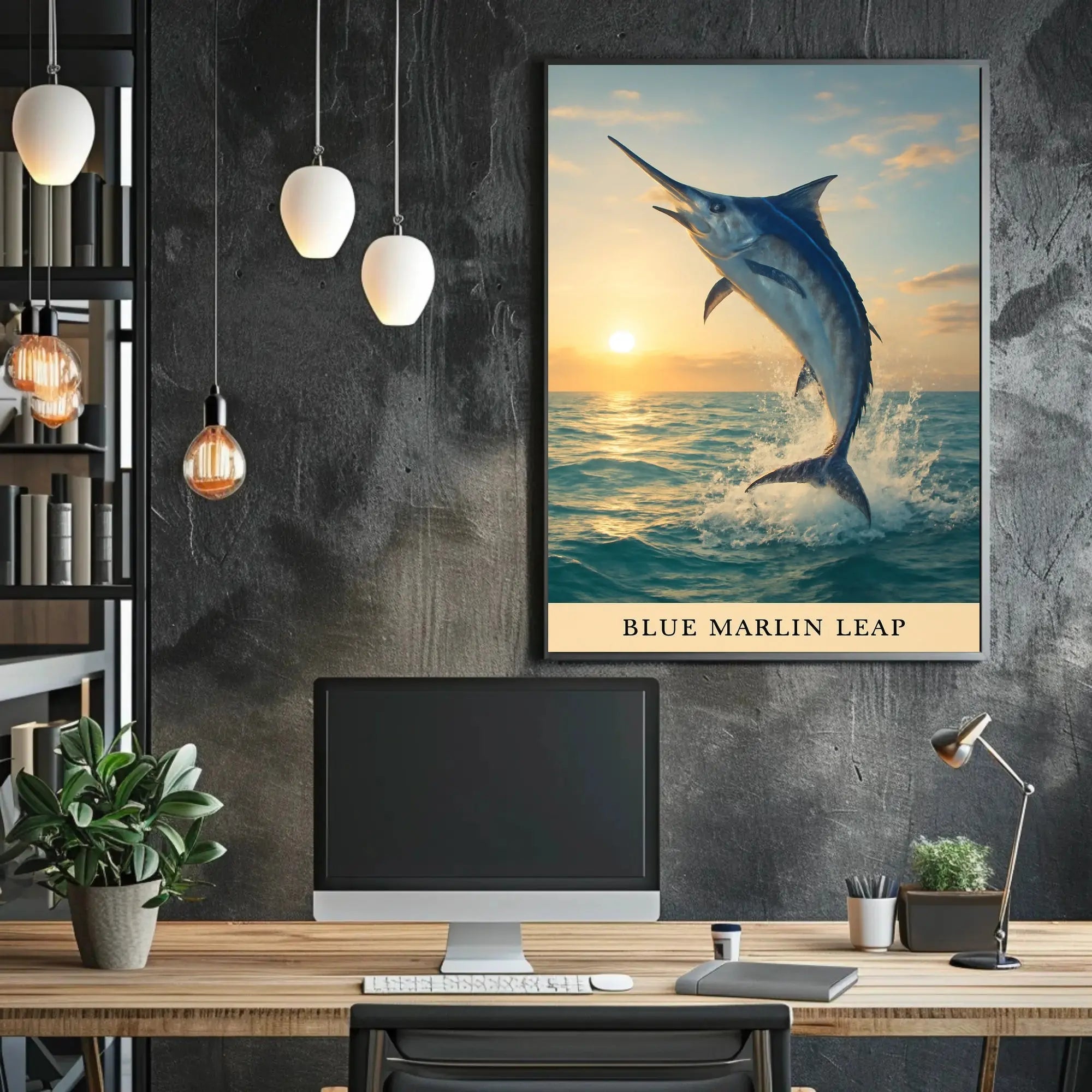 Dynamic Blue Marlin Ocean Leap Animal Poster PosterGoat