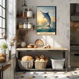 Dynamic Blue Marlin Ocean Leap Animal Poster PosterGoat