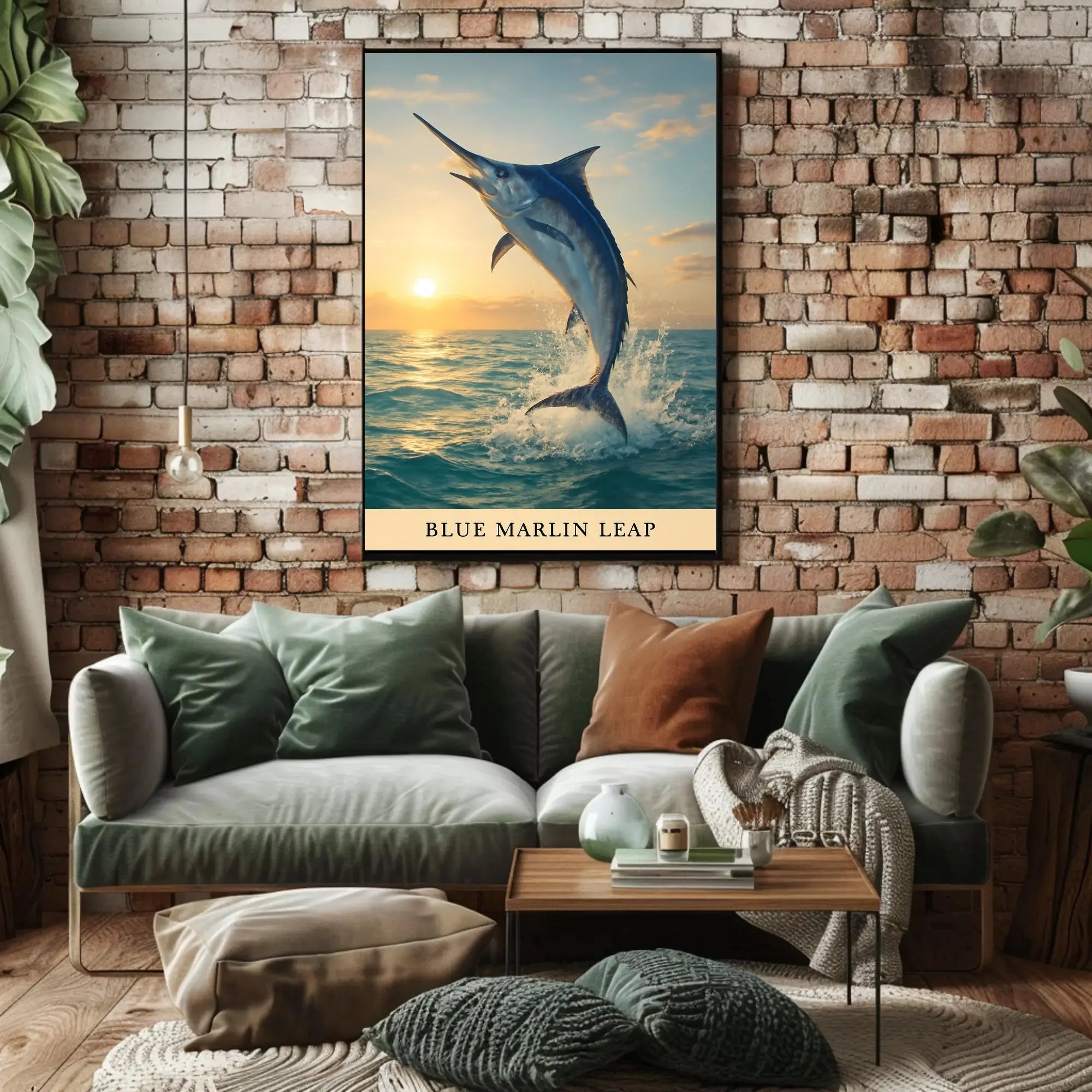 Dynamic Blue Marlin Ocean Leap Animal Poster PosterGoat