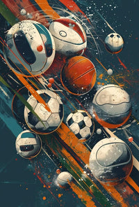 Dynamic Energy Sports Balls Art Print - Sports Poster PosterGoat