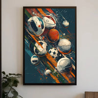 Dynamic Energy Sports Balls Art Print - Sports Poster PosterGoat