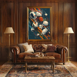 Dynamic Energy Sports Balls Art Print - Sports Poster PosterGoat