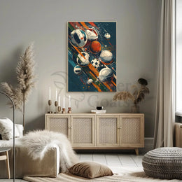 Dynamic Energy Sports Balls Art Print - Sports Poster PosterGoat