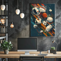 Dynamic Energy Sports Balls Art Print - Sports Poster PosterGoat