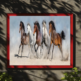 Dynamic Galloping Horses on Open Plains Animal Poster PosterGoat
