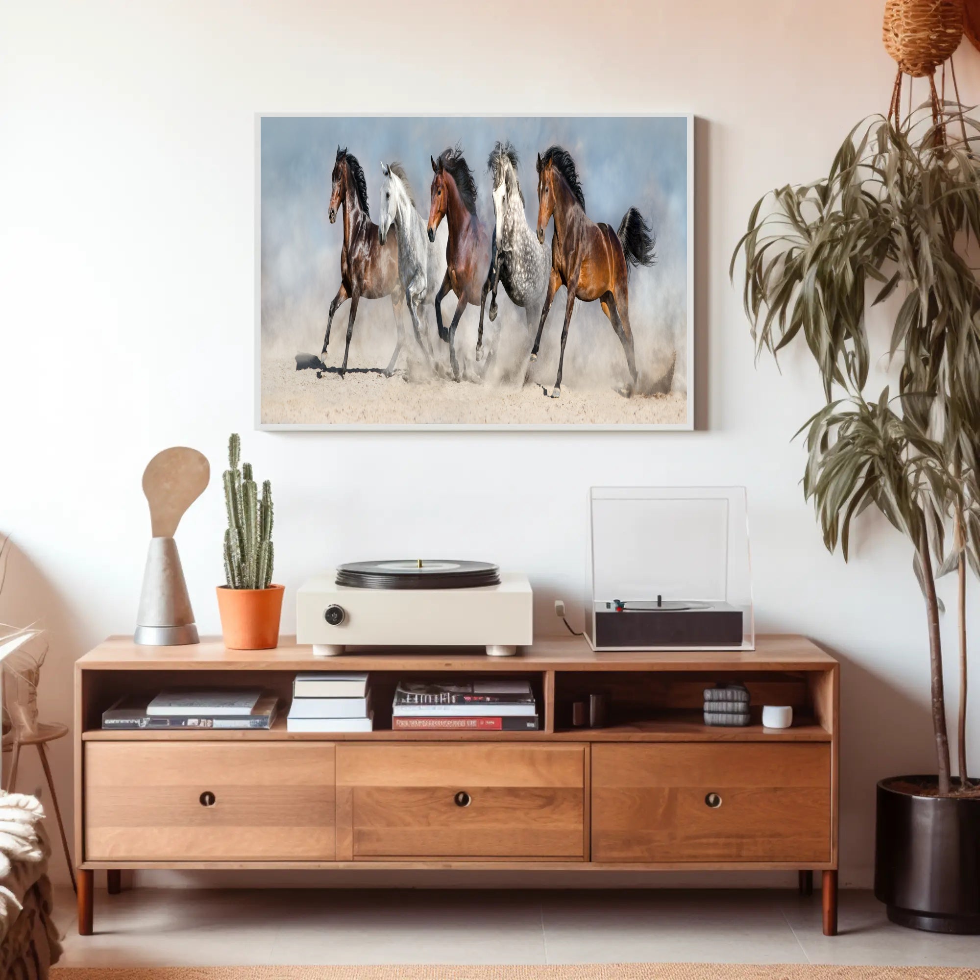 Dynamic Galloping Horses on Open Plains Animal Poster PosterGoat