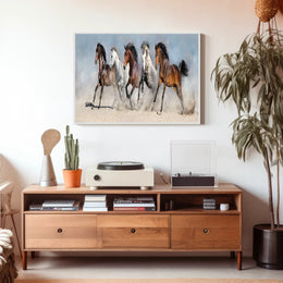 Dynamic Galloping Horses on Open Plains Animal Poster PosterGoat