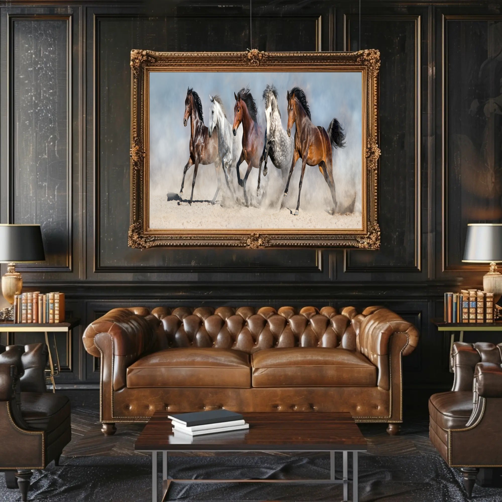 Dynamic Galloping Horses on Open Plains Animal Poster PosterGoat