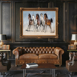 Dynamic Galloping Horses on Open Plains Animal Poster PosterGoat