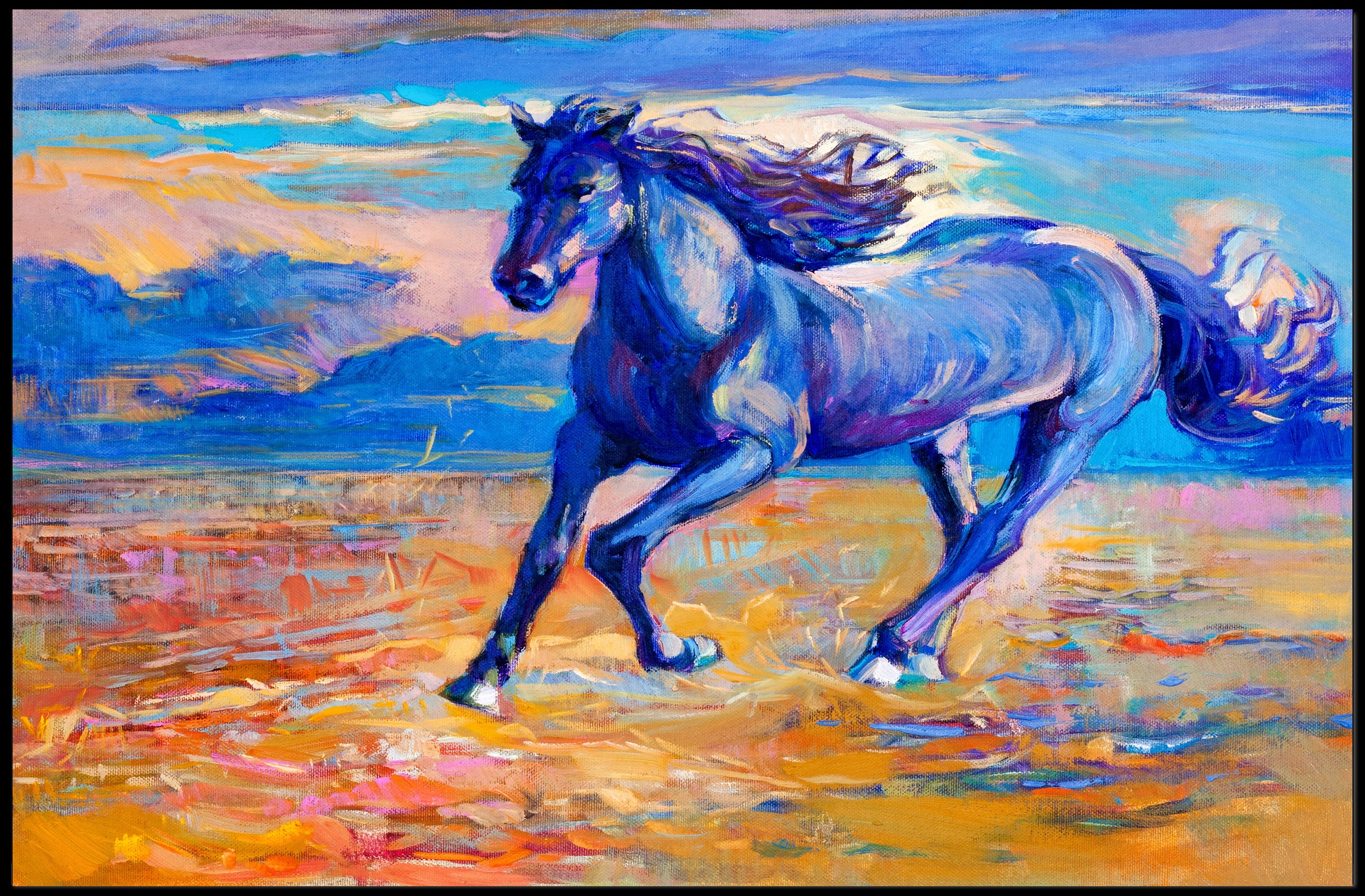 Dynamic Horse Landscape Art: Premium Animal Poster PosterGoat