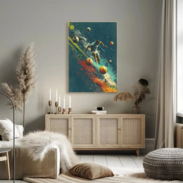 Dynamic Soccer Action: Energetic Digital Painting Sports Poster PosterGoat