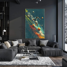 Dynamic Soccer Action: Energetic Digital Painting Sports Poster PosterGoat