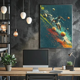 Dynamic Soccer Action: Energetic Digital Painting Sports Poster PosterGoat