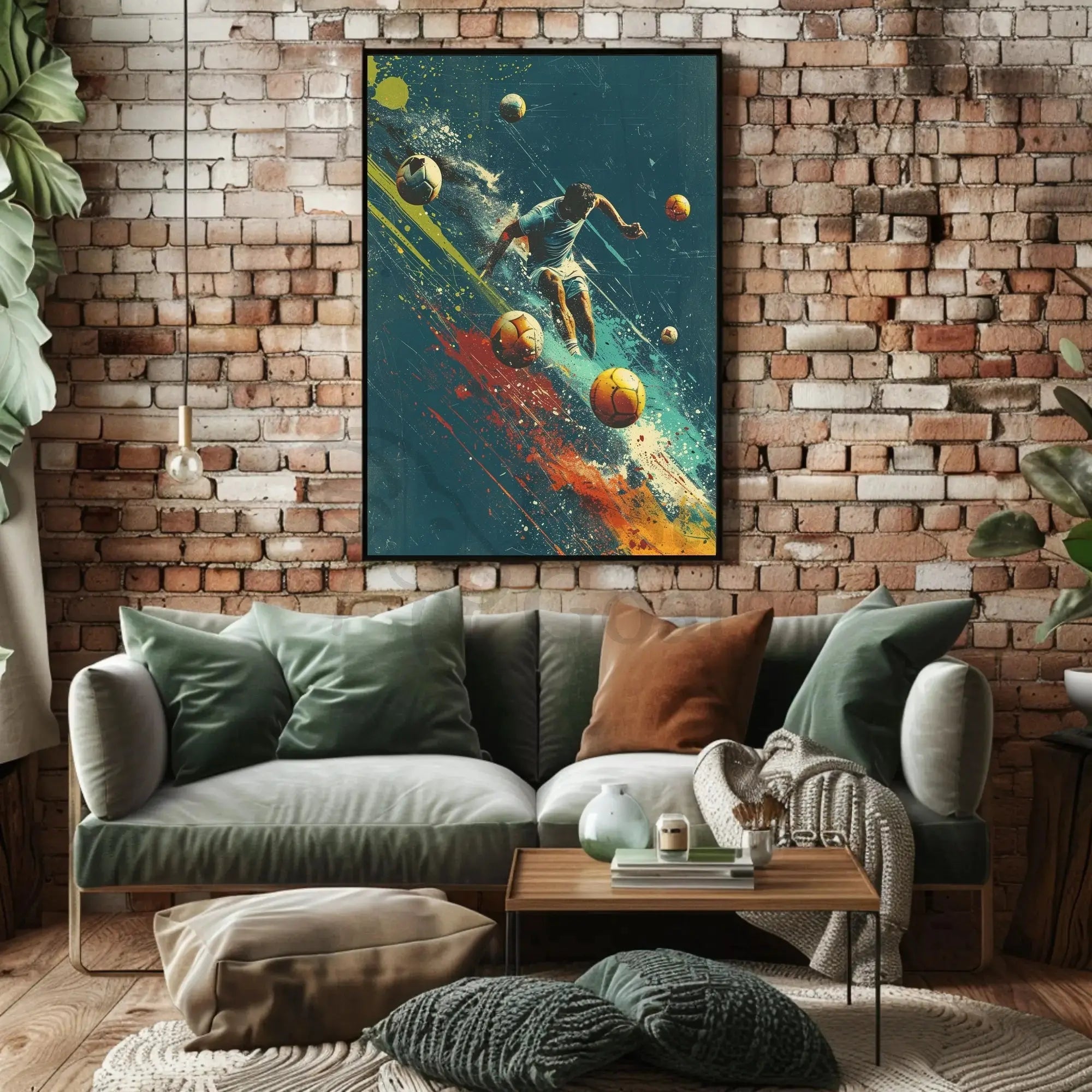 Dynamic Soccer Action: Energetic Digital Painting Sports Poster PosterGoat