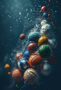 Dynamic Sports Balls Underwater Adventure Poster PosterGoat