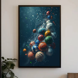Dynamic Sports Balls Underwater Adventure Poster PosterGoat