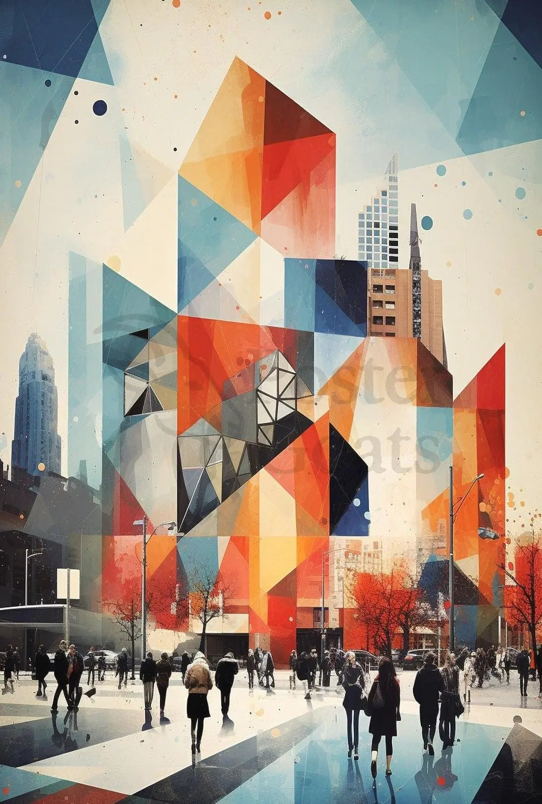 Dynamic Urban Scene: Abstract Art Poster PosterGoat
