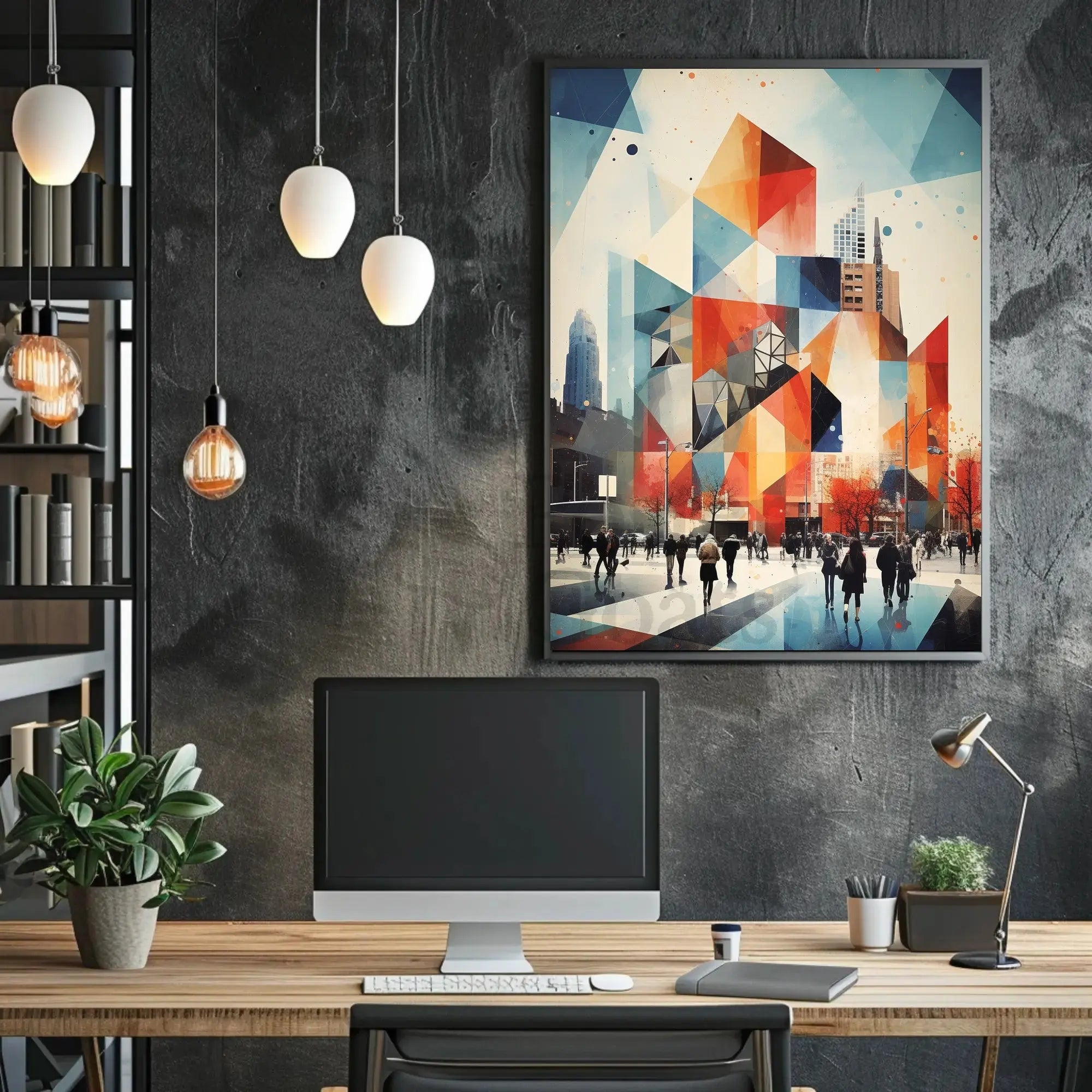 Dynamic Urban Scene: Abstract Art Poster PosterGoat