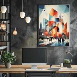 Dynamic Urban Scene: Abstract Art Poster PosterGoat