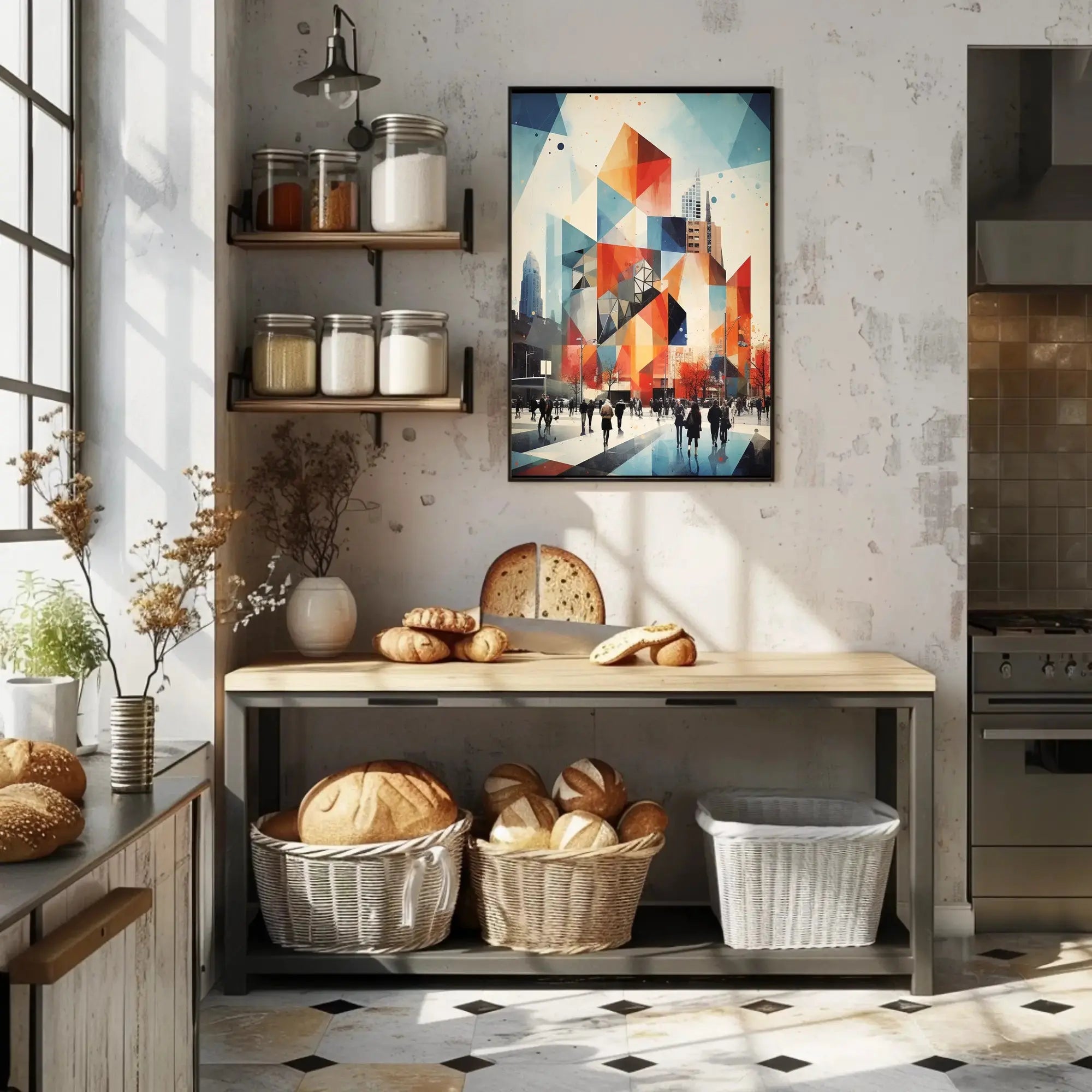 Dynamic Urban Scene: Abstract Art Poster PosterGoat