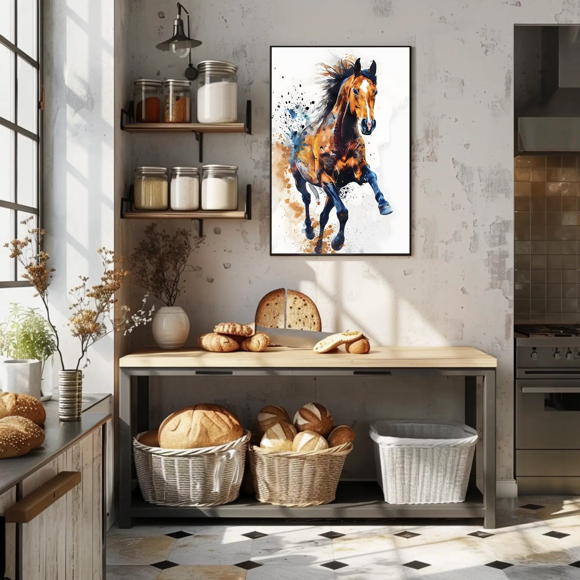 Dynamic Watercolor Horse: Abstract or Artistic Poster PosterGoat