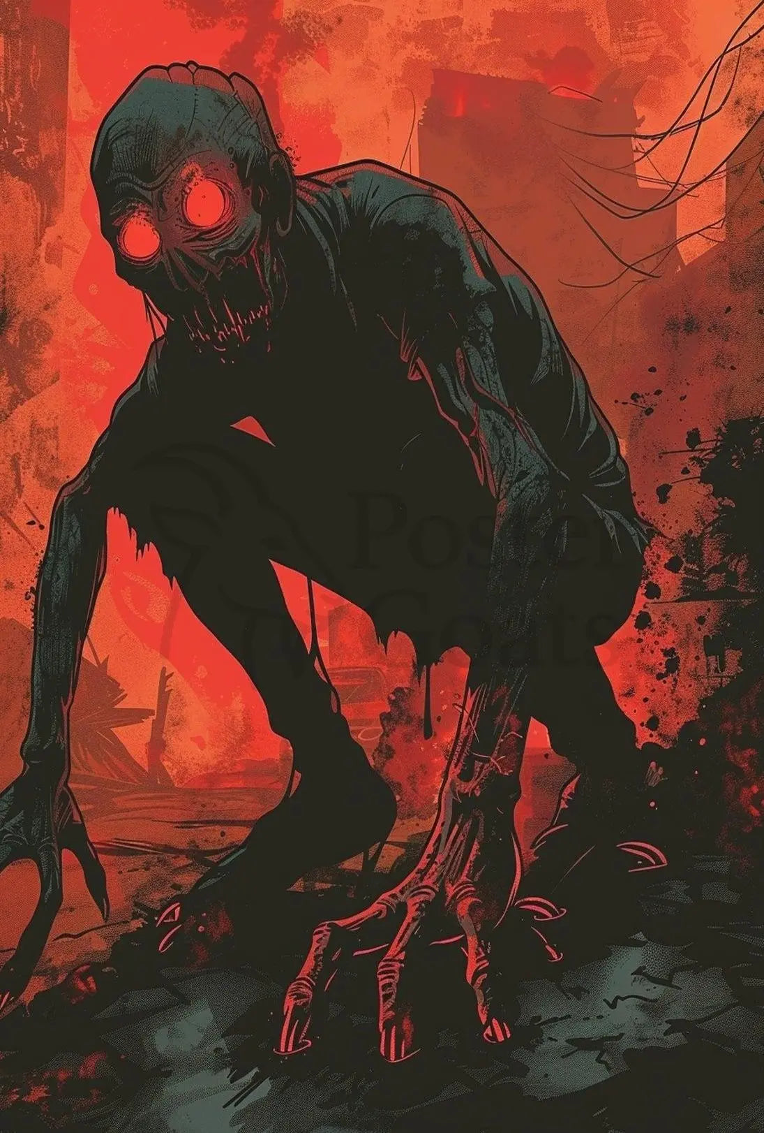 Dystopian Creature Terror Art Piece in Futuristic Sci-Fi Poster PosterGoat