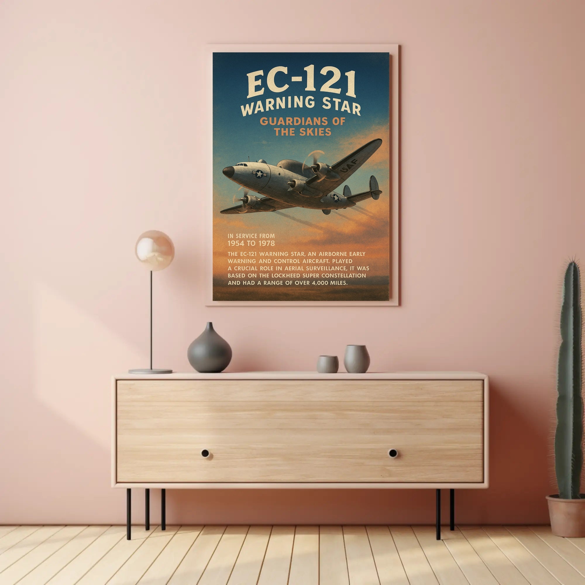 EC-121 Warning Star Wall Art Decor Poster PosterGoat