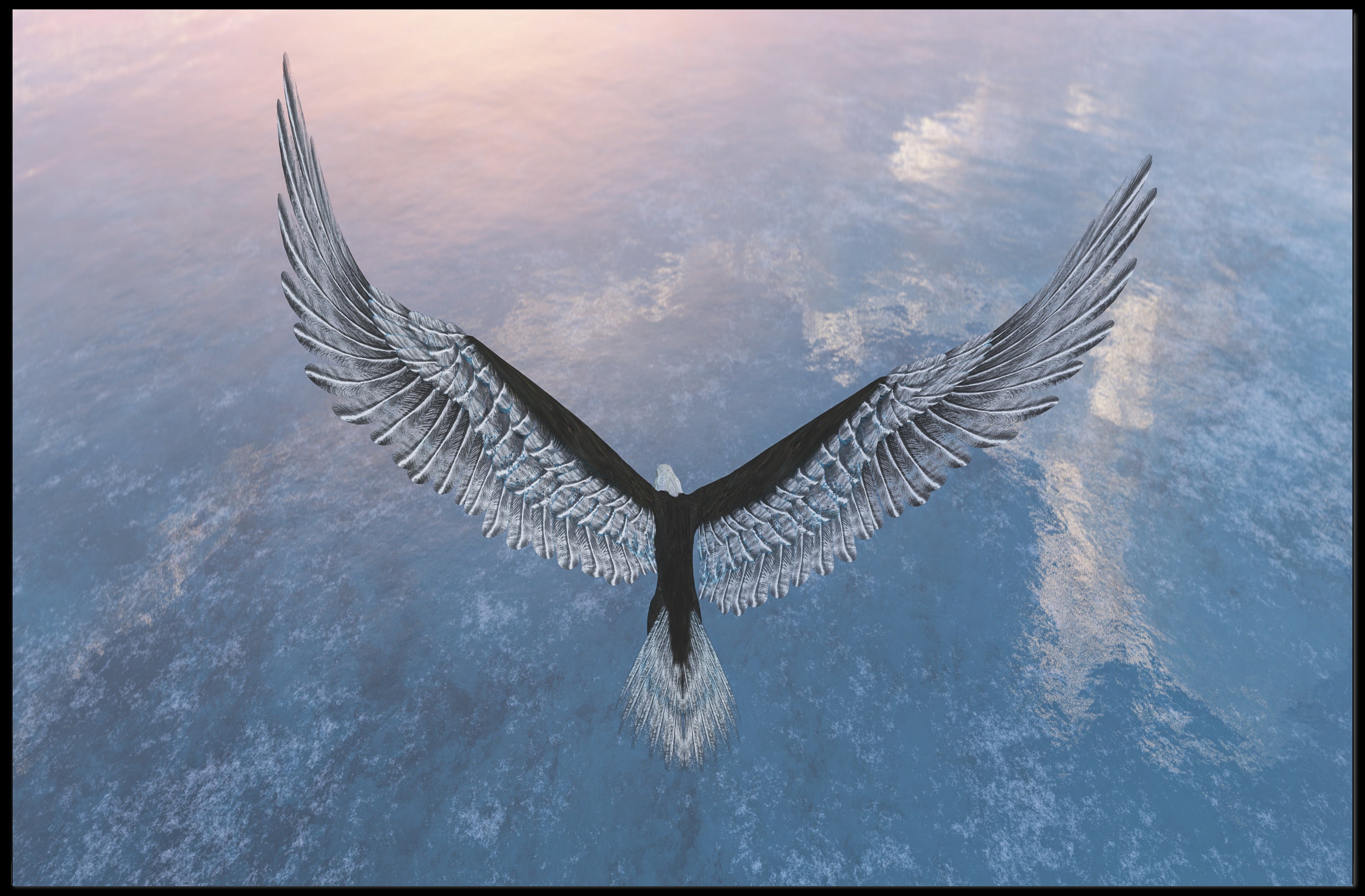 Eagle in Flight Over Water Artistic Animal Poster PosterGoat