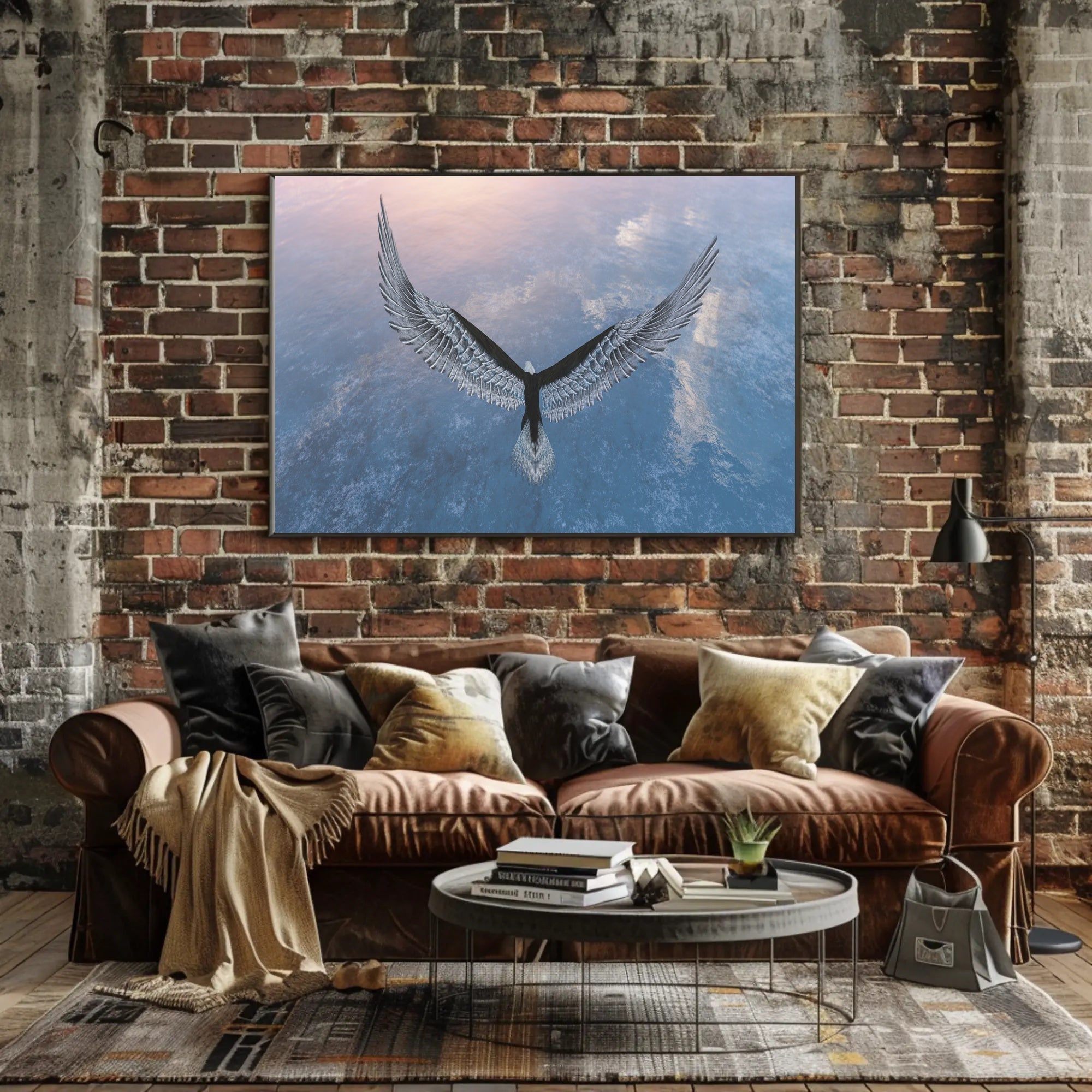 Eagle in Flight Over Water Artistic Animal Poster PosterGoat