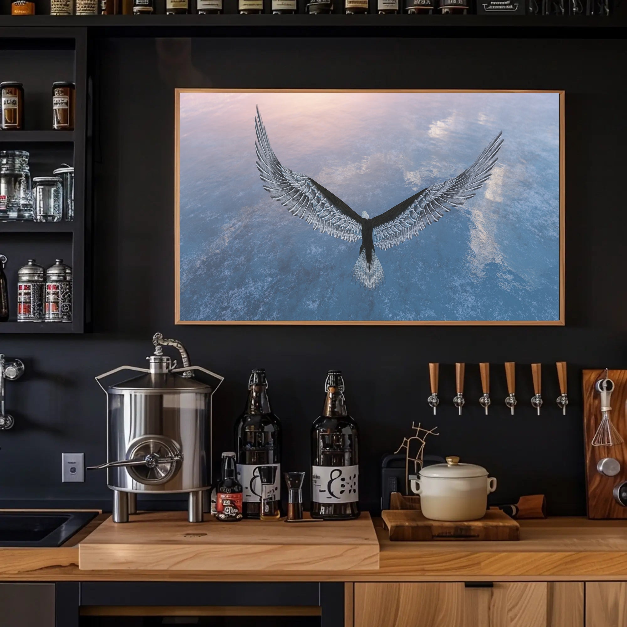 Eagle in Flight Over Water Artistic Animal Poster PosterGoat