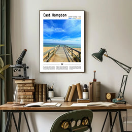 East Hampton Beach Scene Travel Poster PosterGoat