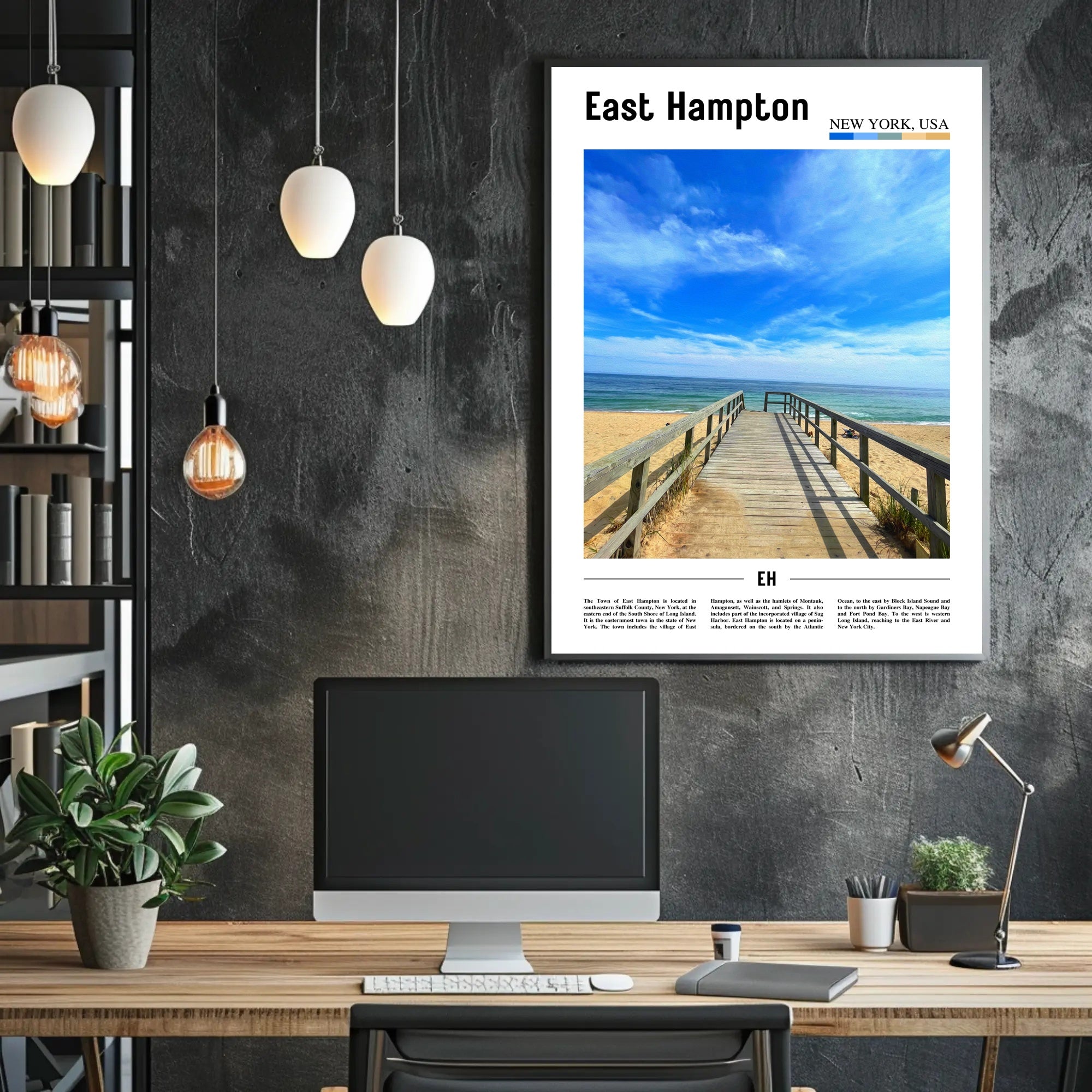 East Hampton Beach Scene Travel Poster PosterGoat