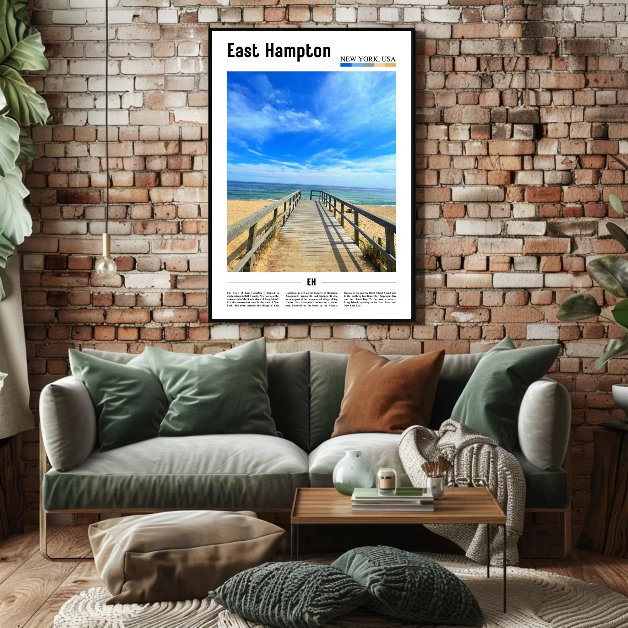 East Hampton Beach Scene Travel Poster PosterGoat