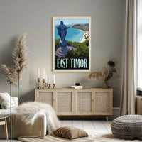 East Timor Coastal Statue Vintage Travel Poster PosterGoat