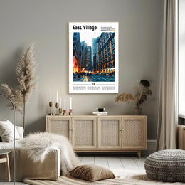 East Village Vibrant Street Scene Travel Poster PosterGoat