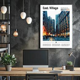 East Village Vibrant Street Scene Travel Poster PosterGoat
